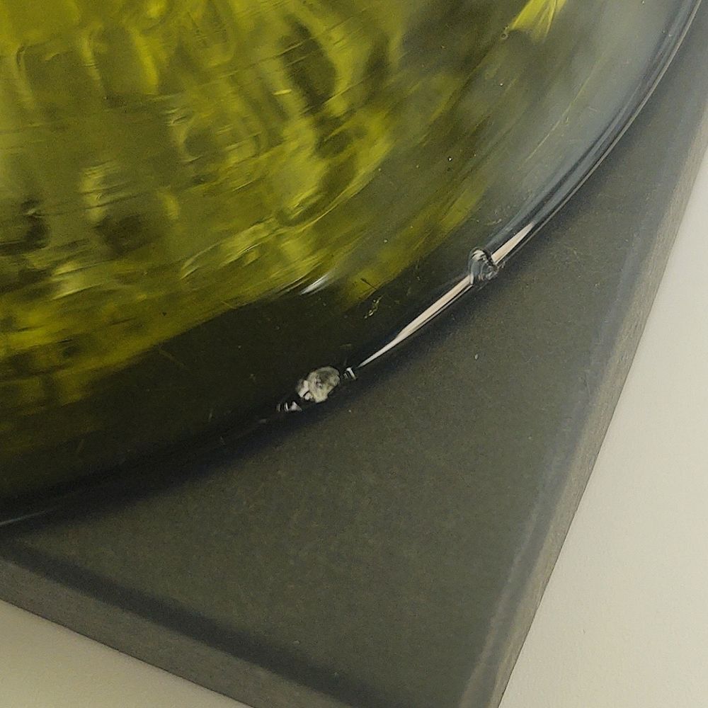Vintage MCM Olive Green Optic Glass Snifter Style Blown Glass Vase Empoli, I… - Picture 9 of 9